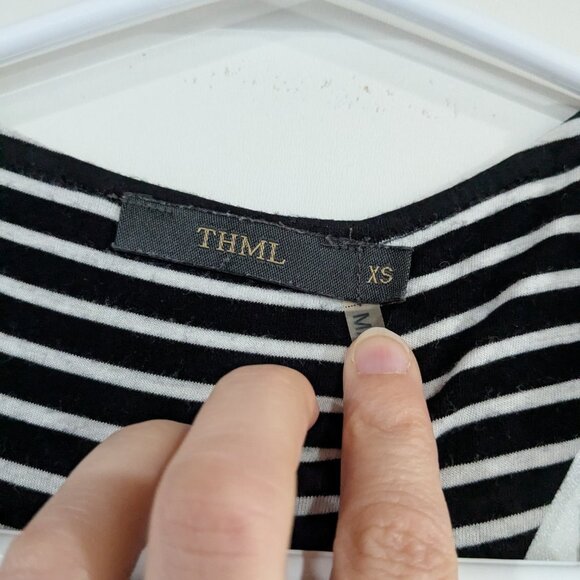 THML Embroidered Striped Maxi ress Black White Orange Size XS - Picture 5 of 7